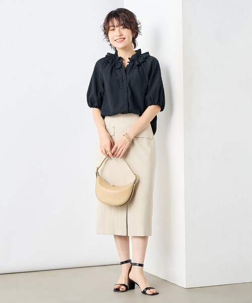 NOLLEY'S sophi　サッカーチェックフリルネックブラウス NOLLEY'S Sophi ブラウス シャツ サッカーチェックフリルネック