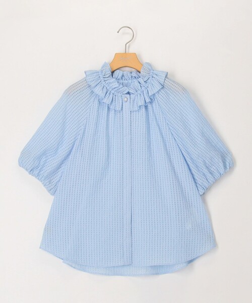 NOLLEY'S sophi　サッカーチェックフリルネックブラウス NOLLEY'S Sophi ブラウス シャツ サッカーチェックフリルネック