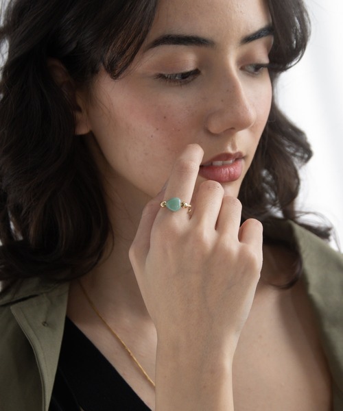 abaskdesign 指輪 リング 天然石ハートワイヤーリング レディース