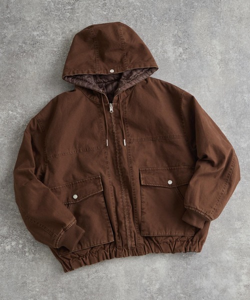 vintage make short duck blouson reversible zip parka （duck