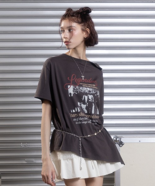 tシャツ 2WAYアシンメトリーヴィンテージTシャツ レディース ACLENT tシャツ 2WAYアシンメトリーヴィンテージTシャツ