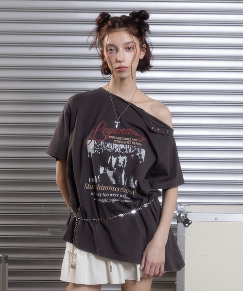tシャツ 2WAYアシンメトリーヴィンテージTシャツ レディース ACLENT tシャツ 2WAYアシンメトリーヴィンテージTシャツ