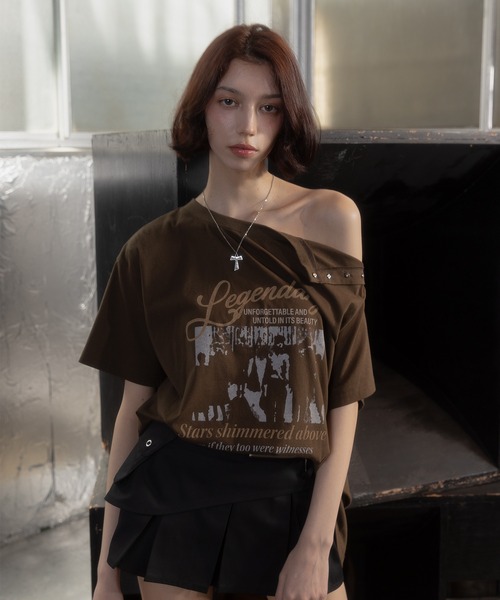 tシャツ 2WAYアシンメトリーヴィンテージTシャツ レディース ACLENT tシャツ 2WAYアシンメトリーヴィンテージTシャツ