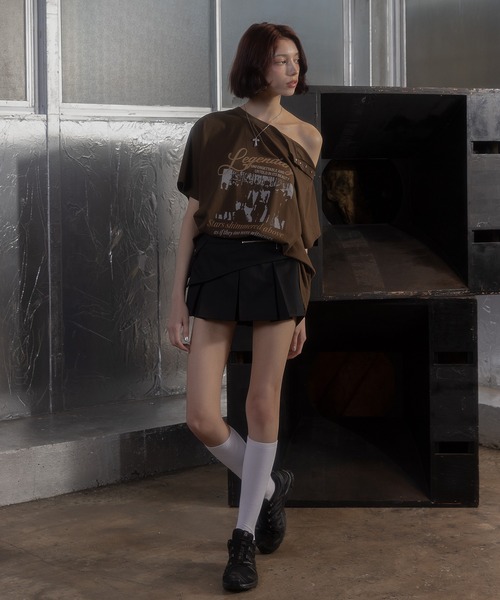 ACLENT tシャツ 2WAYアシンメトリーヴィンテージTシャツ