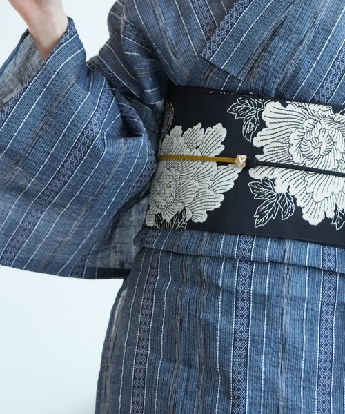 帯単品 小袋帯 utatane 博多織 長尺 正絹 牡丹 ブラック×アイボリー 日本製 レディース | utatane | 09