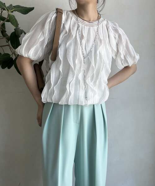 DOUDOU 今夏商品 フリルレーストップス ウェブ限定品 1度着用極極美品✨️ セール】【WEB限定】フリルレーストップス（シャツ/ブラウス
