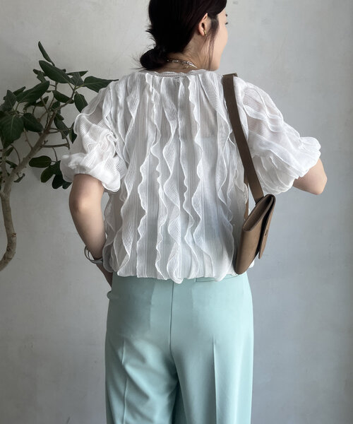 DouDou ブラウス シャツ 「WEB限定」フリルレーストップス