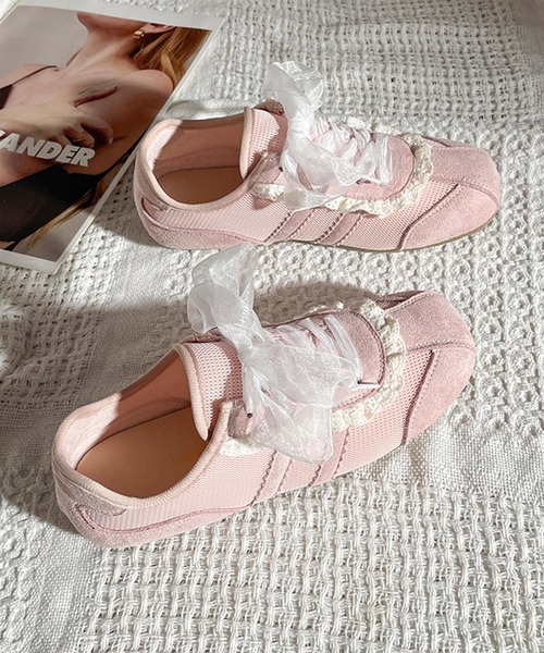 shoes365 スニーカー レースリボンスニーカー レディース