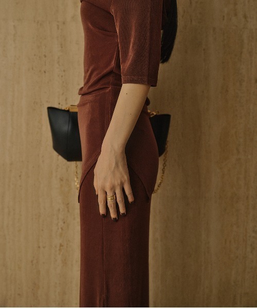 anuans（アニュアンス） スカート アセテートカットナロースカート