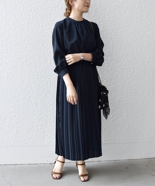 SHIPS any 「SHIPS any」 長袖ワンピース ONE SIZE ネイビー