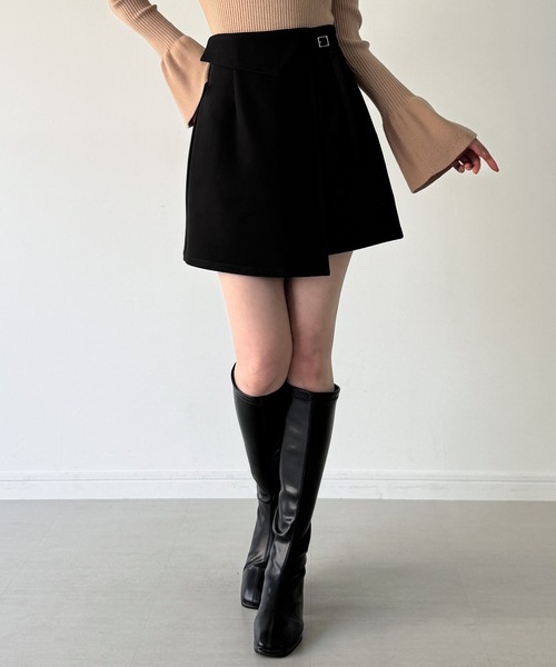 JUNOAH（ジュノア） スカート インナーパンツ付きラップデザインミニ