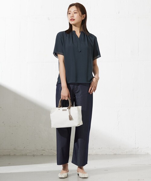 J.PRESS 「J.PRESS」 半袖ブラウス MEDIUM ネイビー レディース