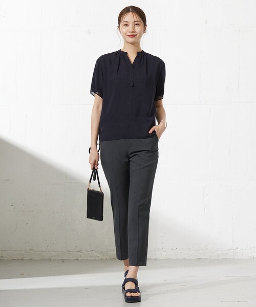 J.PRESS 「J.PRESS」 半袖ブラウス MEDIUM ネイビー レディース