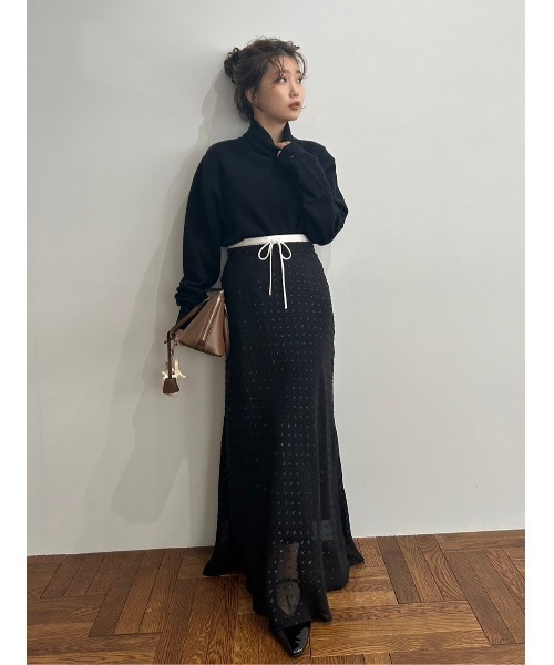 超美品milaowen✴︎✴︎ロングスカート Mila Owen 「Mila Owen」 ロングスカート 1 ブラック レディース