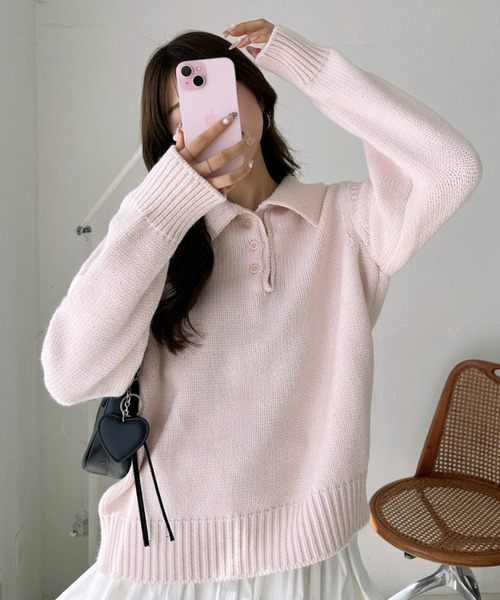 アドーア ポロシャツ トップス 長袖 ボリューム袖 レディース 38サイズ パープル ADORE ADORE - アドーア ポロシャツ トップス 長袖 ボリューム袖 レディース