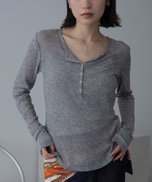 tシャツ ヘンリーネックシアートップス レディース : ZOZOTOWN