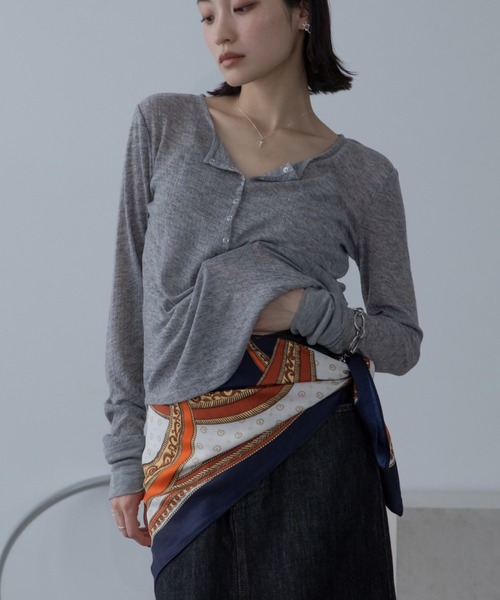tシャツ ヘンリーネックシアートップス レディース : ZOZOTOWN
