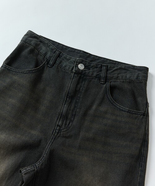 [FREAK'S STORE] обработка Denim брюки LARGE черный мужской 
