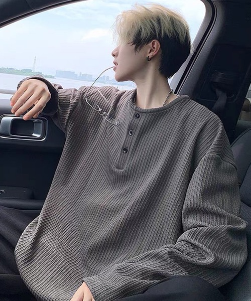 WESTSEA（ウエストシー） ヘンリーネック tシャツ ワッフル ヘンリー