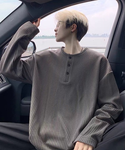 WESTSEA（ウエストシー） ヘンリーネック tシャツ ワッフル ヘンリー
