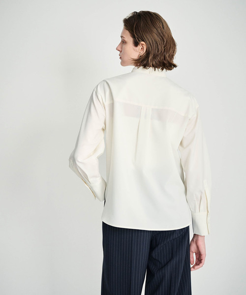 N.O.R.C ブラウス シャツ ウォッシャブル2WAYバンドカラーシャツ