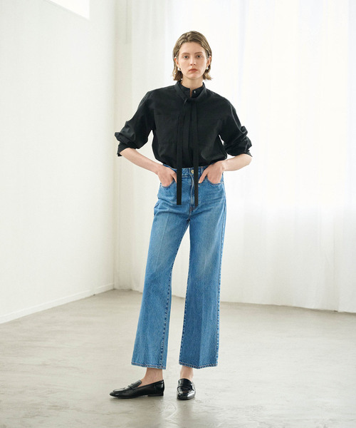 N.O.R.C ブラウス シャツ ウォッシャブル2WAYバンドカラーシャツ