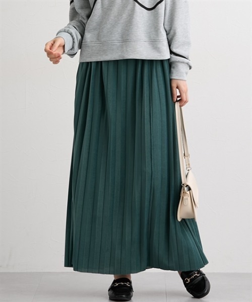 ニッセン（nissen） スカート ベロアプリーツロング丈スカート「大きい