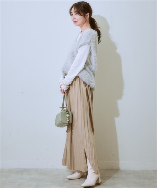 ニッセン（nissen） ロング スカート ベロアプリーツロング丈スカート
