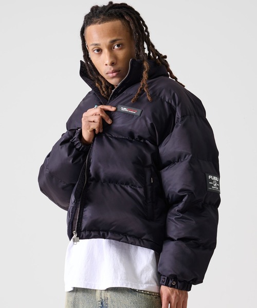 FUBU ブラック ダウンジャケット S FUBU（フブ） ダウンジャケット ダウン Nylon Puffer Hooded Jacket
