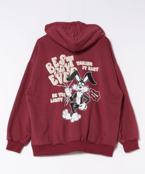 パーカー 「発泡ロゴ×刺繍ワンポイント」レディース 裏毛スウェット