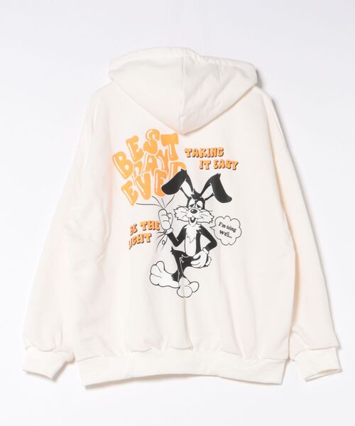 パーカー 「発泡ロゴ×刺繍ワンポイント」レディース 裏毛スウェット