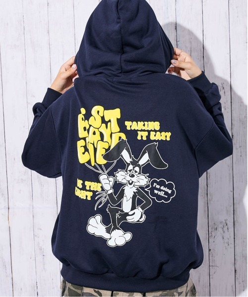 パーカー 「発泡ロゴ×刺繍ワンポイント」レディース 裏毛スウェット