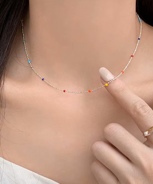 Blanc de Blue ネックレス マルチカラービーズネックレス レディース