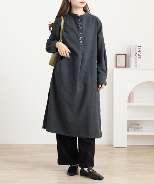 Quelle Chance（ケルシャンス） シャツワンピース 刺繍入多釦