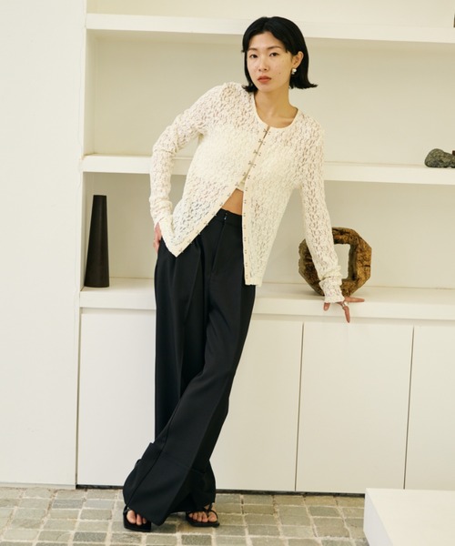 mint designs　レースカーディガン mintdesigns ミントデザインズ LACE KNITTING CARDIGAN