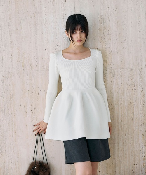 &. NOSTALGIA（ノスタルジア） ニット セーター スクエアネックニット