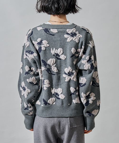 FREAK'S STORE カーディガン モールジャカード ニットカーディガン/花