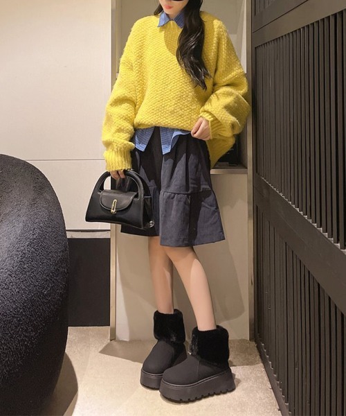 miniministore（ミニミニストア） ショート ムートン ブーツ 厚底