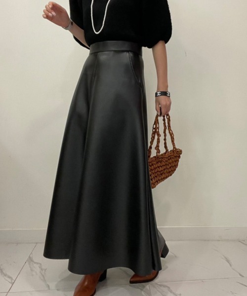 美品　プラダ　革フレアスカート ロングスカート 楽天市場】レザー フレアスカート スカート ロング レディース レザー