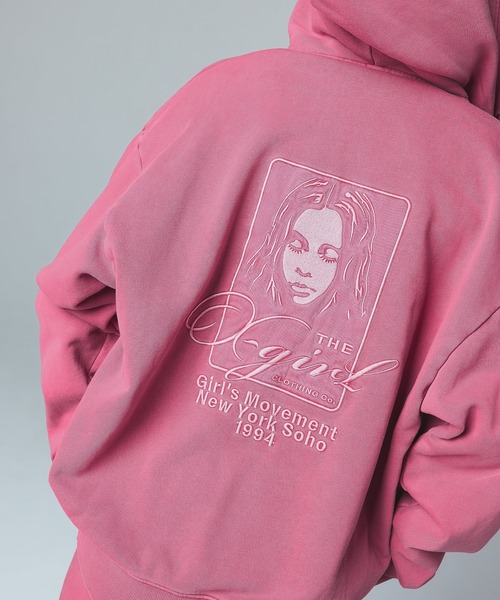 X-girl（エックスガール） パーカー PIGMENT DYED FACE AND LOGO