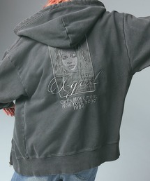 X-girl（エックスガール） パーカー PIGMENT DYED FACE AND LOGO