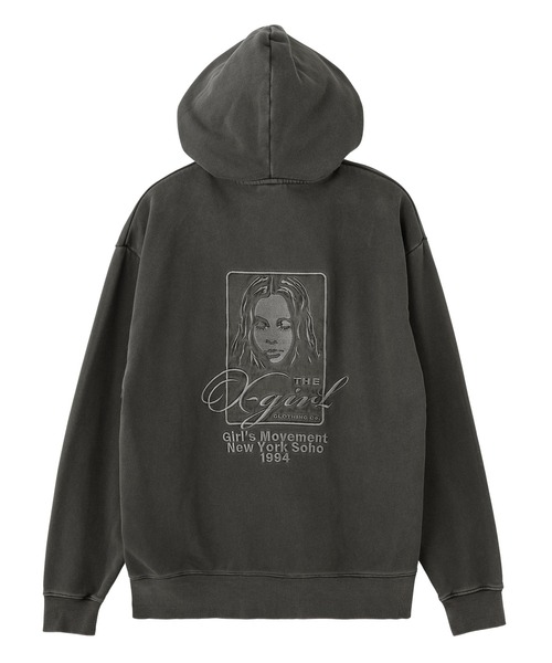 X-girl（エックスガール） パーカー PIGMENT DYED FACE AND LOGO