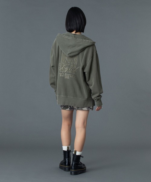 X-girl（エックスガール） パーカー PIGMENT DYED FACE AND LOGO