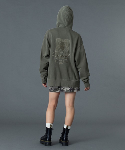 X-girl（エックスガール） パーカー PIGMENT DYED FACE AND LOGO