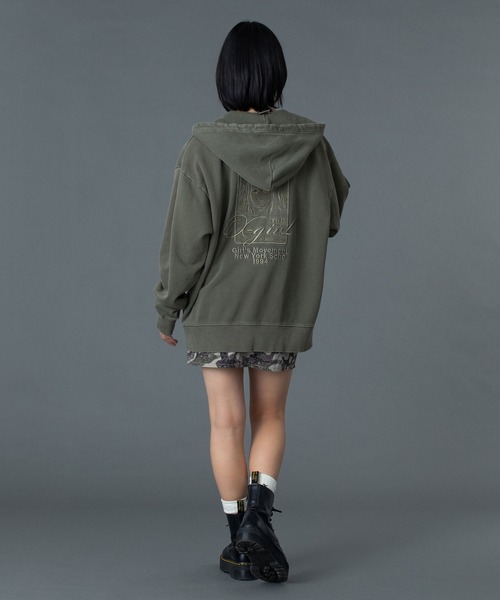 X-girl（エックスガール） パーカー PIGMENT DYED FACE AND LOGO