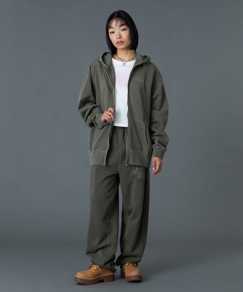 X-girl（エックスガール） パーカー PIGMENT DYED FACE AND LOGO