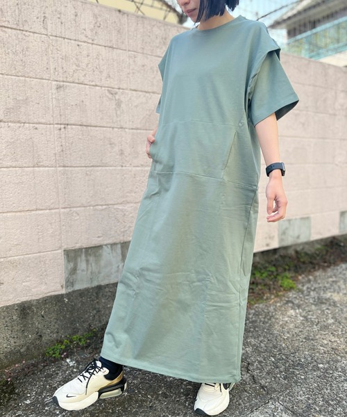 「AVIE」 半袖ワンピース 38 ベージュ レディース_画像2