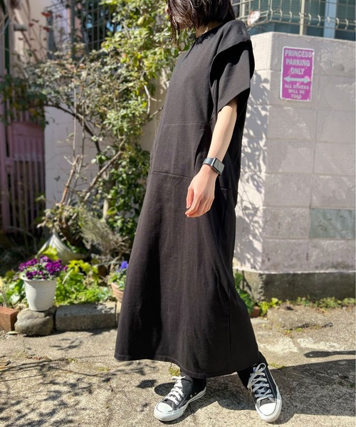 「AVIE」 半袖ワンピース 38 ベージュ レディース_画像4