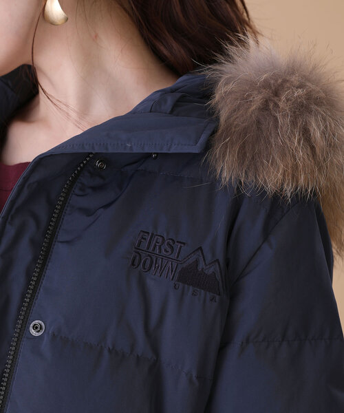 「FIRST DOWN」 ダウンジャケット MEDIUM ネイビー レディース_画像9
