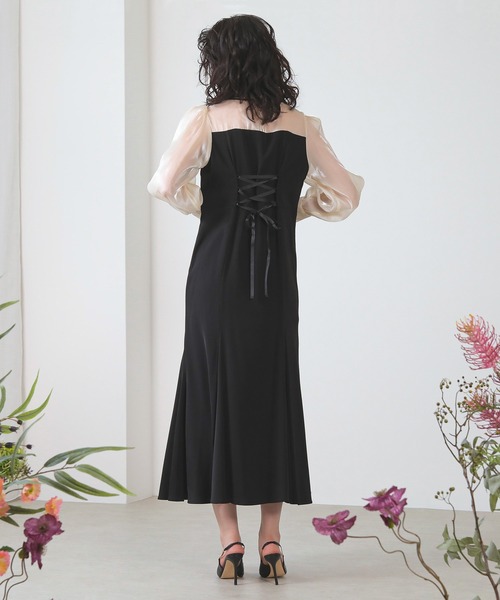 「Kana」 長袖ワンピース S ベージュ×ブラック レディース_画像6